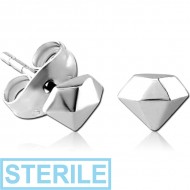 STERILE SURGICAL STEEL EAR STUDS PAIR - DIAMOND PIERCING