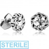 STERILE SURGICAL STEEL JEWELLED EAR STUDS PAIR - FANCY CIRCLE PIERCING