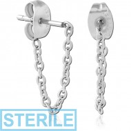 STERILE SURGICAL STEEL EAR STUDS PAIR