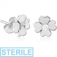 STERILE SURGICAL STEEL EAR STUDS PAIR - FLOWER