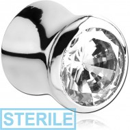 STERILE SURGICAL STEEL JEWELLED FLARED TUNNEL - ROUND
