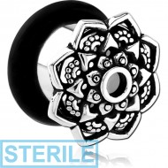 STERILE SURGICAL STEEL FLARED TUNNEL - FLOWER FILIGREE