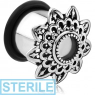 STERILE SURGICAL STEEL FLARED TUNNEL - FLOWER FILIGREE
