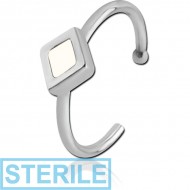 STERILE SURGICAL STEEL OPEN NOSE RING WITH ENAMEL - RHOMBUS