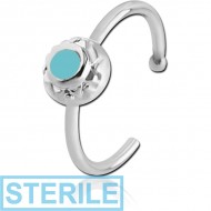 STERILE SURGICAL STEEL OPEN NOSE RING WITH ENAMEL - CIRCLE