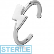 STERILE SURGICAL STEEL OPEN NOSE RING - LIGHTNING