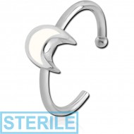 STERILE SURGICAL STEEL OPEN NOSE RING WITH ENAMEL - CRESCENT