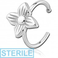 STERILE SURGICAL STEEL OPEN NOSE RING - FLOWER
