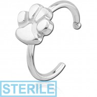 STERILE SURGICAL STEEL OPEN NOSE RING - PAW