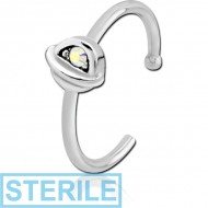 STERILE SURGICAL STEEL JEWELLED OPEN NOSE RING - HALF OPEN EYE