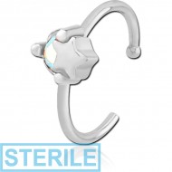 STERILE SURGICAL STEEL JEWELLED OPEN NOSE RING - STAR AND GEM