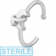STERILE SURGICAL STEEL OPEN NOSE RING - ANNULAR ECLIPSE AND STAR
