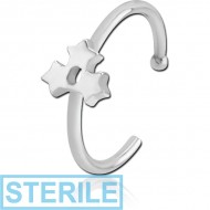 STERILE SURGICAL STEEL OPEN NOSE RING - TRIPLE STAR