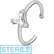 STERILE SURGICAL STEEL JEWELLED OPEN NOSE RING - TRIANGLE