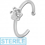 STERILE SURGICAL STEEL JEWELLED OPEN NOSE RING - ANIMAL PAW