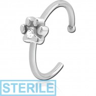 STERILE SURGICAL STEEL JEWELLED OPEN NOSE RING - ANIMAL PAW CENTER GEM