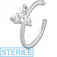 STERILE SURGICAL STEEL JEWELLED OPEN NOSE RING