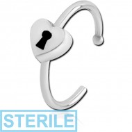 STERILE SURGICAL STEEL OPEN NOSE RING - HEART