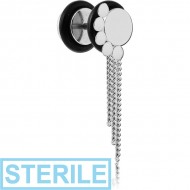 STERILE SURGICAL STEEL FAKE PLUG WITH CHAIN - PAW