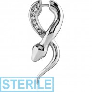 STERILE SURGICAL STEEL JEWELLED FAKE PLUG - SNAKE