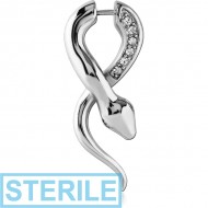 STERILE SURGICAL STEEL JEWELLED FAKE PLUG - SNAKE