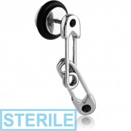 STERILE SURGICAL STEEL JEWELLED SAFETY PIN FAKE PLUG