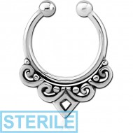 STERILE SURGICAL STEEL FAKE SEPTUM RING - FILIGREE PIERCING