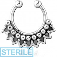 STERILE SURGICAL STEEL FAKE SEPTUM RING - DOTS AND CIRCLES
