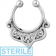 STERILE SURGICAL STEEL FAKE SEPTUM RING - FILIGREE PIERCING