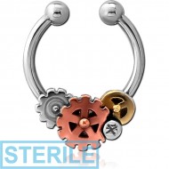 STERILE SURGICAL STEEL FAKE SEPTUM RING - STEAMPUNK