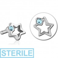 STERILE SURGICAL STEEL JEWELLED PUSH FIT ATTACHMENT FOR BIOFLEX INTERNAL LABRET - STAR PIERCING