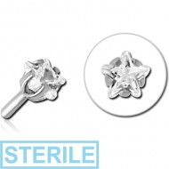 STERILE SURGICAL STEEL JEWELLED PUSH FIT ATTACHMENT FOR BIOFLEX INTERNAL LABRET - STAR PIERCING