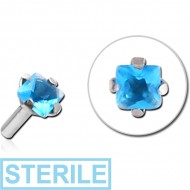STERILE SURGICAL STEEL JEWELLED PUSH FIT ATTACHMENT FOR BIOFLEX INTERNAL LABRET - SQUARE PIERCING