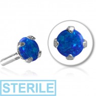 STERILE SURGICAL STEEL SYNTHETIC OPAL JEWELLED PUSH FIT ATTACHMENT FOR BIOFLEX INTERNAL LABRET - ROUND