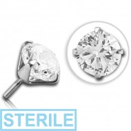 STERILE SURGICAL STEEL JEWELLED PUSH FIT ATTACHMENT FOR BIOFLEX INTERNAL LABRET - ROUND PIERCING