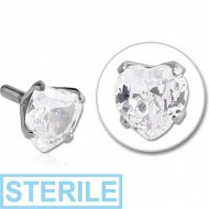 STERILE SURGICAL STEEL JEWELLED PUSH FIT ATTACHMENT FOR BIOFLEX INTERNAL LABRET - HEART PIERCING