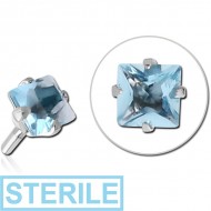 STERILE SURGICAL STEEL JEWELLED PUSH FIT ATTACHMENT FOR BIOFLEX INTERNAL LABRET - SQUARE PIERCING