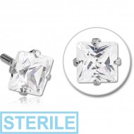 STERILE SURGICAL STEEL JEWELLED PUSH FIT ATTACHMENT FOR BIOFLEX INTERNAL LABRET - SQUARE PIERCING