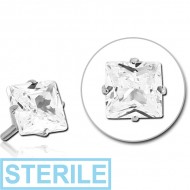 STERILE SURGICAL STEEL JEWELLED PUSH FIT ATTACHMENT FOR BIOFLEX INTERNAL LABRET - SQUARE PIERCING