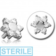 STERILE SURGICAL STEEL JEWELLED PUSH FIT ATTACHMENT FOR BIOFLEX INTERNAL LABRET - FLOWER