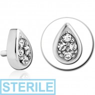 STERILE SURGICAL STEEL JEWELLED PUSH FIT ATTACHMENT FOR BIOFLEX INTERNAL LABRET - DROP