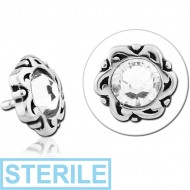 STERILE SURGICAL STEEL HIGH END CRYSTAL JEWELLED PUSH FIT ATTACHMENT FOR BIOFLEX INTERNAL LABRET - FLOWER