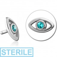 STERILE SURGICAL STEEL JEWELLED PUSH FIT ATTACHMENT FOR BIOFLEX INTERNAL LABRET - EYE PIERCING