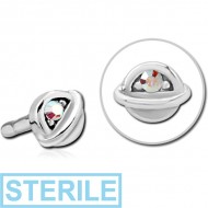 STERILE SURGICAL STEEL JEWELLED PUSH FIT ATTACHMENT FOR BIOFLEX INTERNAL LABRET - HALF OPEN EYE
