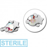 STERILE SURGICAL STEEL JEWELLED PUSH FIT ATTACHMENT FOR BIOFLEX INTERNAL LABRET - STAR AND GEM