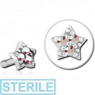 STERILE SURGICAL STEEL JEWELLED PUSH FIT ATTACHMENT FOR BIOFLEX INTERNAL LABRET - STAR PRONGS