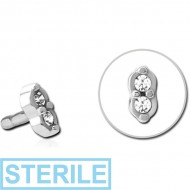 STERILE SURGICAL STEEL JEWELLED PUSH FIT ATTACHMENT FOR BIOFLEX INTERNAL LABRET - TWO GEMS EYES