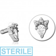 STERILE SURGICAL STEEL JEWELLED PUSH FIT ATTACHMENT FOR BIOFLEX INTERNAL LABRET - JESTER HAT