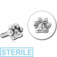 STERILE SURGICAL STEEL JEWELLED PUSH FIT ATTACHMENT FOR BIOFLEX INTERNAL LABRET - ANIMAL PAW CENTER GEM