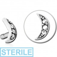 STERILE SURGICAL STEEL JEWELLED PUSH FIT ATTACHMENT FOR BIOFLEX INTERNAL LABRET - CRESCENT 3 GEMS